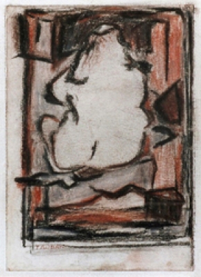 nue de dos pastel et sanguine marouflé sur toile nue de dos pastel et sanguine marouflé sur toile